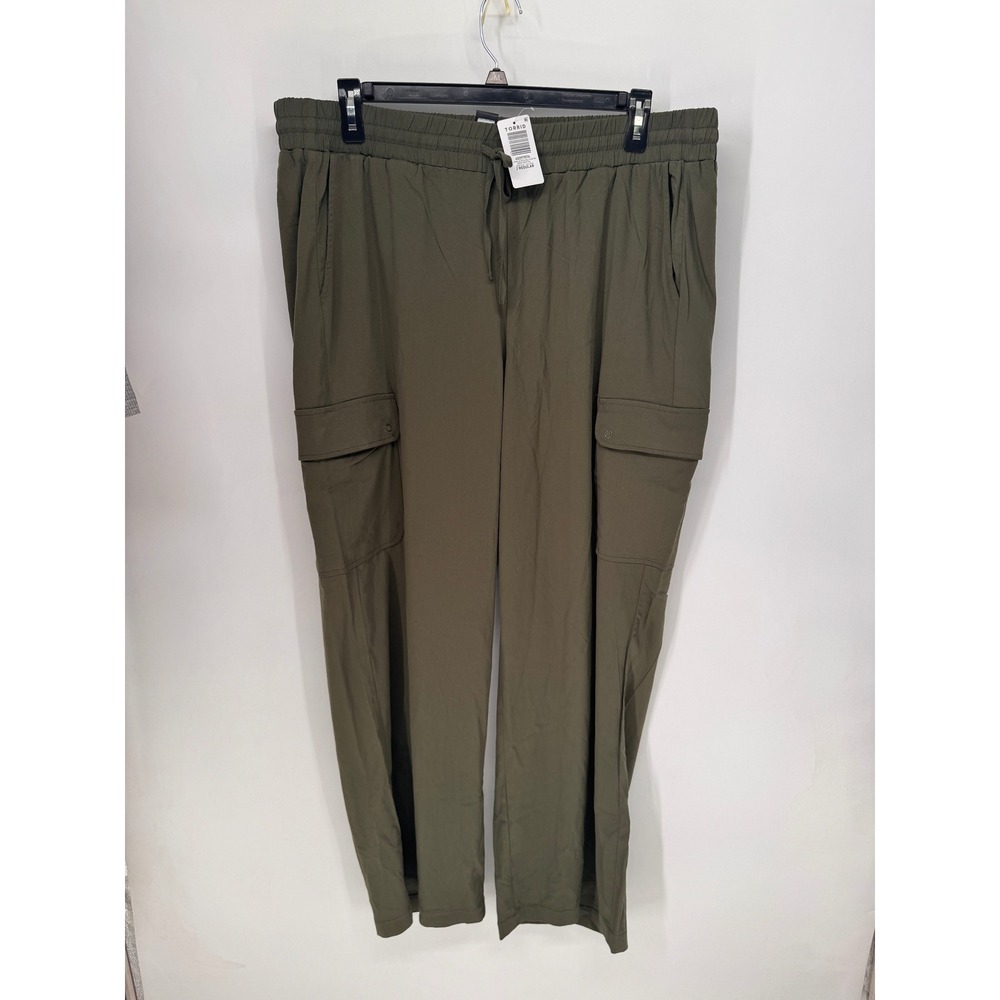 Torrid Cargo Pants Women 2 Olive NWT Wide Leg Stretch Challis Pull On Pocket